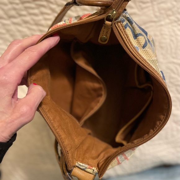 Leather and Cloth Fossil Boho Chic Purse w/Key - Picture 6 of 9